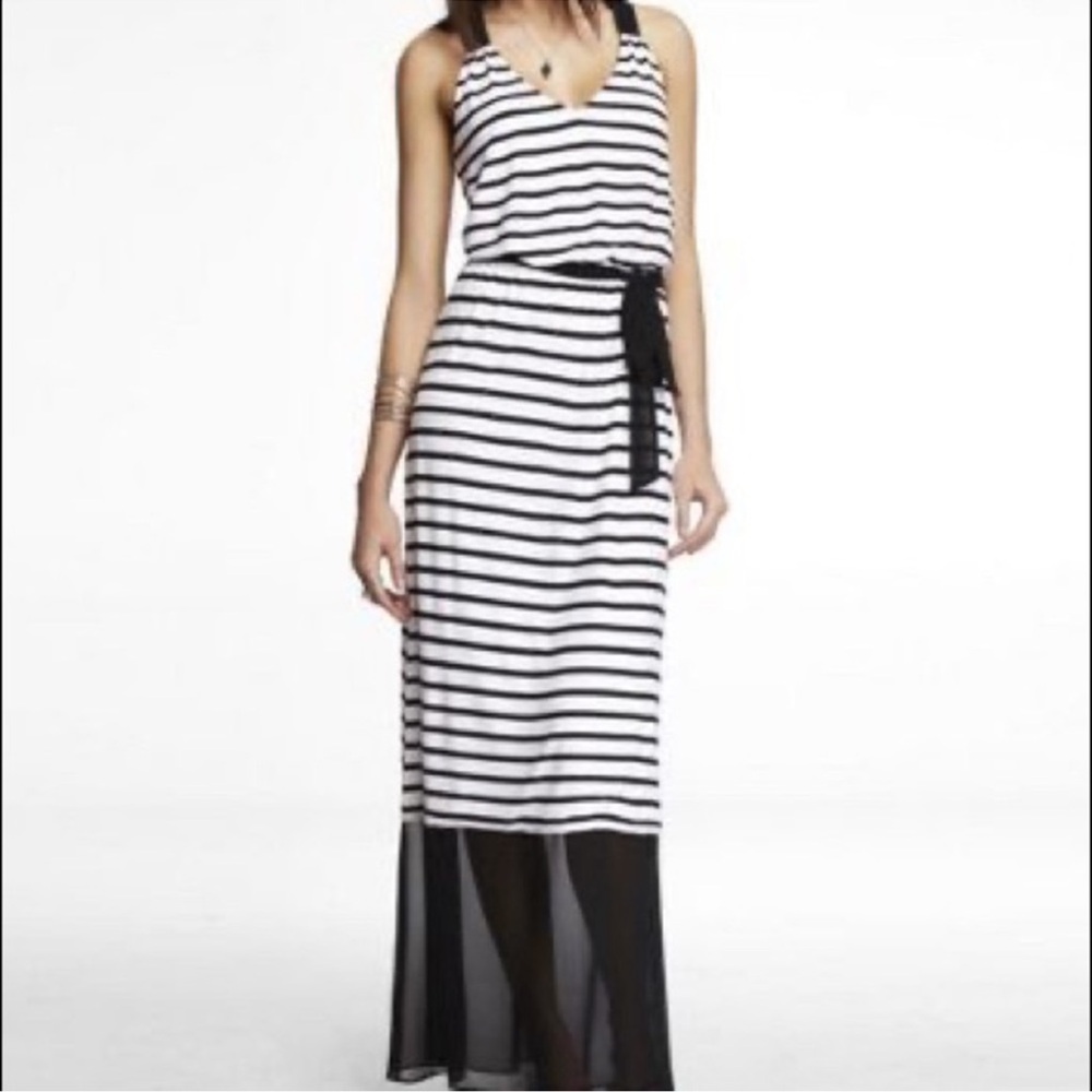 Express Striped Blouson Maxi Dress Size Small